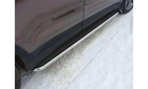 Пороги с площадкой (нерж. лист) 42,4 мм код HYUNSFGR14-07 на Hyundai Santa Fe Grand (2013-2016) 