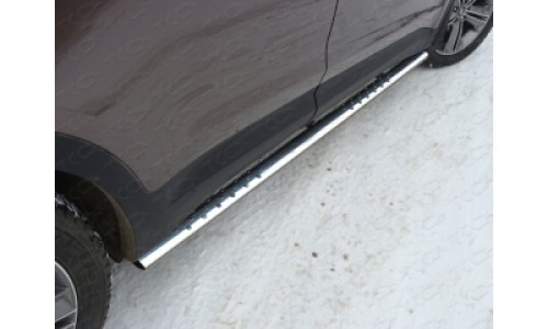 Пороги овальные с проступью 75х42 мм код HYUNSFGR14-12 на Hyundai Santa Fe Grand (2013-2016) 