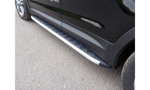 Пороги алюминиевые с пластиковой накладкой 1820 мм код HYUNSFGR16-18AL на Hyundai Santa Fe Grand (2016-) 