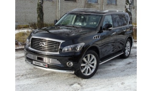 Защита передняя нижняя 75х42 мм код INFQX5611-01 на Infiniti QX56 (2011-2014) 