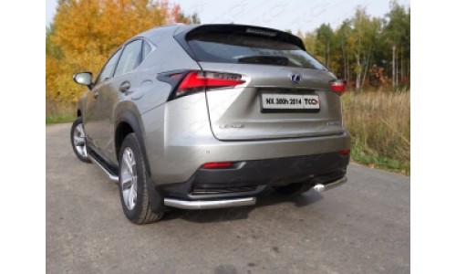 Пороги с площадкой (нерж. лист) 60,3 мм код LEXNX300H14-11 на Lexus NX 300h (2014-2017) (кроме F-Sport) 