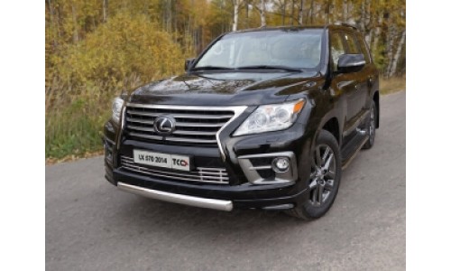 Защита передняя нижняя (овальная короткая) 75х42 мм код LEXLX570SP14-02 на Lexus LX570 Sport (2014-2015) 