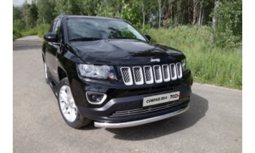Пороги овальные с накладкой 120х60 мм код JEEPCOM14-05 на Jeep Compass (2014-) 