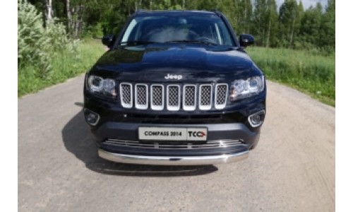 Защита передняя нижняя (овальная) 75х42 мм код JEEPCOM14-02 на Jeep Compass (2014-) 