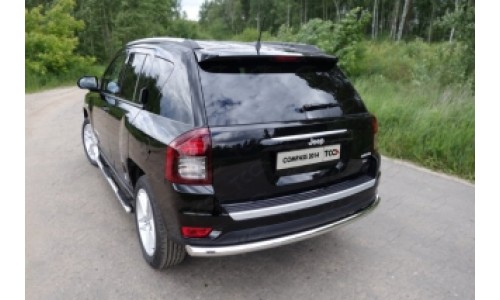 Пороги овальные с накладкой 75х42 мм код JEEPCOM14-06 на Jeep Compass (2014-) 