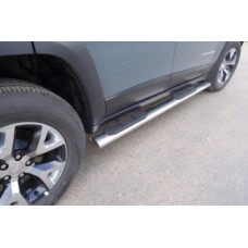 Пороги овальные с накладкой 120х60 мм код JEEPCHERTRAIL14-08