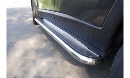 Пороги с площадкой (нерж. лист) 60,3 мм код JEEPCHER14-08 на Jeep Cherokee (2014-) 