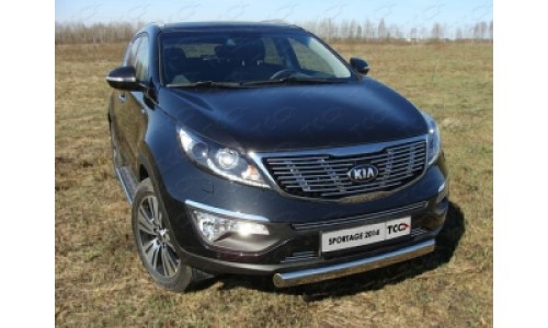 Защита передняя нижняя (овальная короткая) 75х42 мм код KIASPORT14-03 на Kia Sportage (2014-2016) 