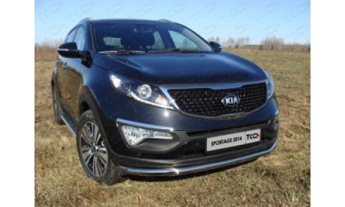 Пороги алюминиевые с пластиковой накладкой код KIASPORT14-10AL на Kia Sportage (2014-2016) 