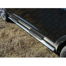 Пороги овальные с накладкой 75х42 мм код KIASPORT14-06