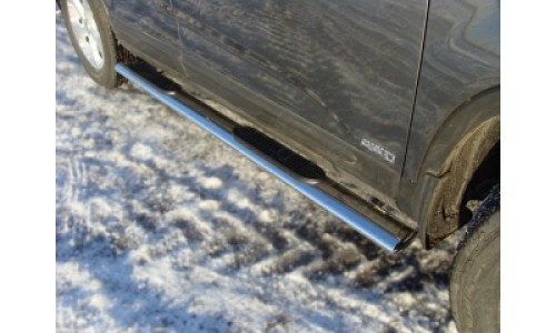 Пороги овальные с накладкой 120х60 мм KIASOR12-04 на Kia Sorento (2012-) 