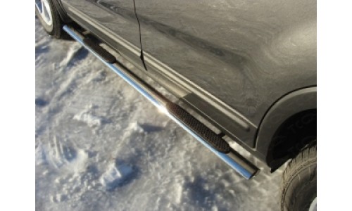 Пороги овальные с накладкой 75х42 мм KIASOR12-06 на Kia Sorento (2012-) 