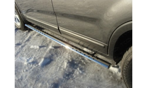 Пороги овальные с проступью 75х42 мм KIASOR12-07 на Kia Sorento (2012-) 
