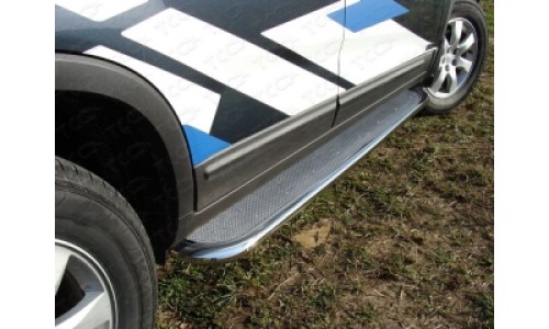 Пороги с площадкой (нерж. лист) 42,4 мм код KIASOR09-09 на Kia Sorento (2009-2012) 