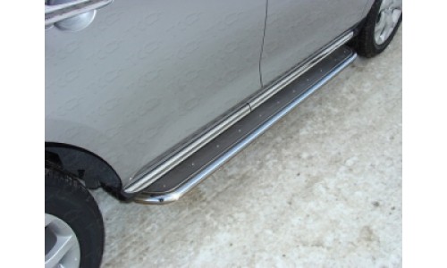Пороги с площадкой (нерж. лист) 42,4 мм код MAZCX710-09 на Mazda CX-7 (2010-2013) 