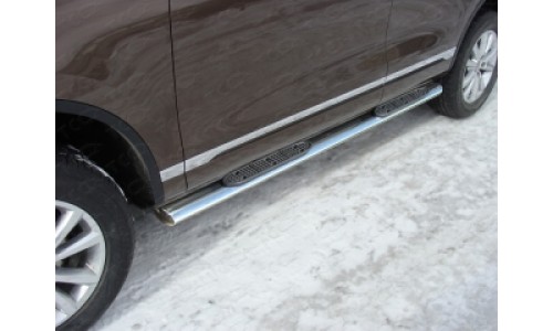 Пороги овальные с накладкой 120х60 мм код VWTOUAR10-09 на Volkswagen Touareg (2010-2014) 