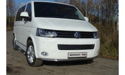 Пороги овальные с накладкой 120х60 мм код VWMULT13-06 на Volkswagen Multivan T5 (20010-2015) 