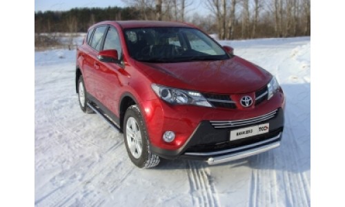 Пороги овальные с проступью 75х42 мм код TOYRAV13-09 на Toyota Rav4 (2013-2015) 