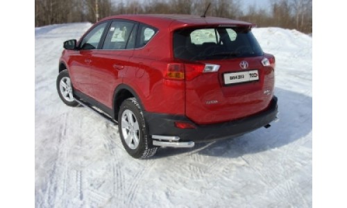 Пороги овальные с накладкой 75х42 мм код TOYRAV13-06 на Toyota Rav4 (2013-2015) 