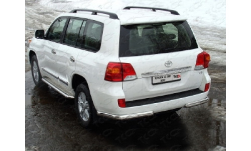 Защита задняя (уголки овальные) 75х42 мм код TOYLC20012-07 на Toyota Land Cruiser 200 (2012-2015) 