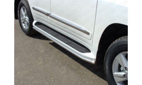 Защита порогов 42,4 мм (аналог Lexus LX570) код TOYLC20012-11 на Toyota Land Cruiser 200 (2012-2015) 