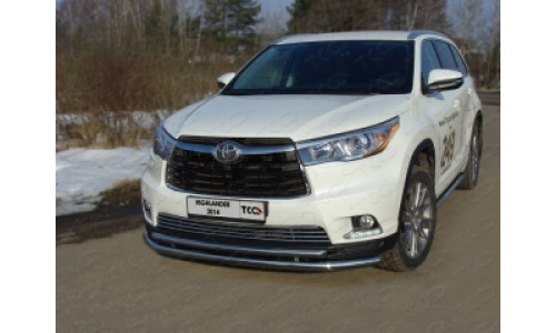 Защита передняя нижняя (двойная) 60,3/42,4 мм код TOYHIGHL14-03 на Toyota Highlander (2014-2016) 