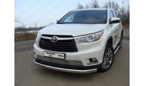 Защита передняя нижняя (овальная) 75х42 мм код TOYHIGHL14-02 на Toyota Highlander (2014-2016) 