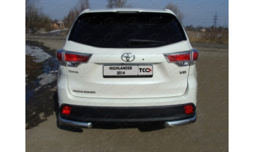 Защита задняя (уголки овальные) 75х42 мм код TOYHIGHL14-18 на Toyota Highlander (2014-2016) 