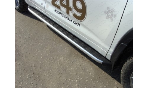 Пороги алюминиевые с пластиковой накладкой код TOYHIGHL14-20AL на Toyota Highlander (2014-2016) 