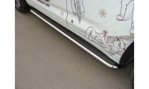 Пороги с площадкой (нерж. лист) 42,4 код TOYHIGHL14-09 на Toyota Highlander (2014-2016) 