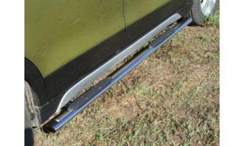 Пороги овальные с накладкой 75х42 мм код SUZSX414-05 на Suzuki SX4 (2014-) 