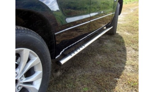 Пороги овальные с проступью 75х42 мм код SUZGV5D12-03 на Suzuki Grand Vitara (5 дв.) (2012-) 
