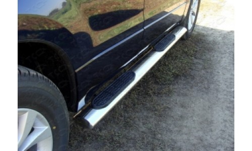 Пороги овальные с накладкой 120х60 мм код SUZGV5D12-05 на Suzuki Grand Vitara (5 дв.) (2012-) 
