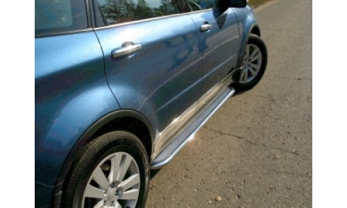 Пороги с площадкой (нерж. лист) 42,4 мм код SUBTRIB-09 на Subaru Tribeca (2008-2014) 