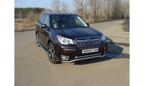 Защита передняя нижняя (двойная) 60,3/42,4 мм (спорт) код SUBFOR13-19 на Subaru Forester (2013-2015) 