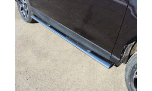 Пороги овальные с накладкой 120х60 мм код SUBFOR13-04 на Subaru Forester (2013-2015) 