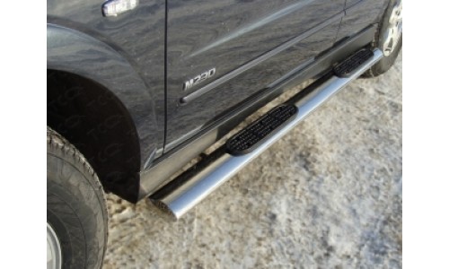 Пороги овальные с накладкой 120х60 мм код SSANKYR2-04 на Ssang Yong Kyron (2007-) 