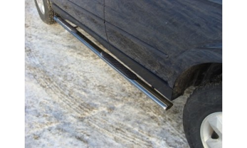 Пороги овальные с накладкой 75х42 мм код SSANKYR2-05 на Ssang Yong Kyron (2007-) 