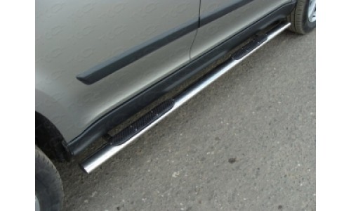 Пороги овальные с накладкой 75х42 мм код SKOYET14-03 на Skoda Yeti (2014-) 