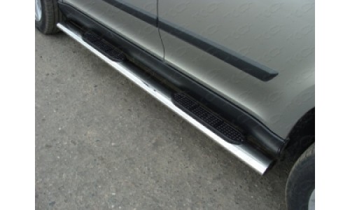 Пороги овальные с накладкой 120х60 мм код SKOYET14-05 на Skoda Yeti (2014-) 