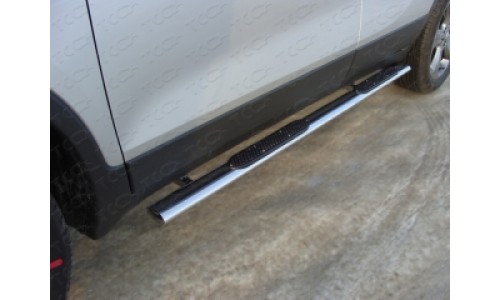 Пороги овальные с накладкой 75х42 мм код OPMOK4WDT12-02 на Opel Mokka (2012-) 