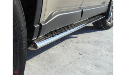 Пороги овальные с проступью 75х42 мм код NISXTR11-04 на Nissan X-Trail T31 (2011-2014) 