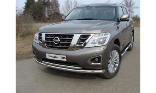 Защита передняя нижняя (двойная) 76,1_60,3 мм код NISPATR14-01 на Nissan Patrol (2014-) 