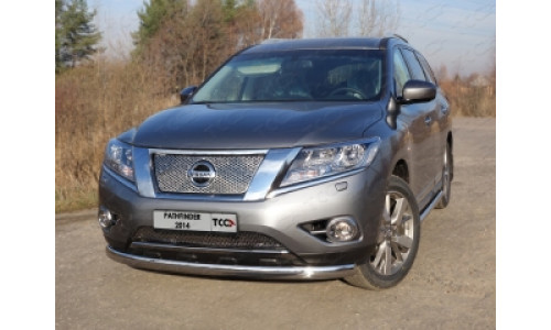 Защита передняя нижняя (овальная) 75х42 мм код NISPAT14-04 на Nissan Pathfinder (2014-) 