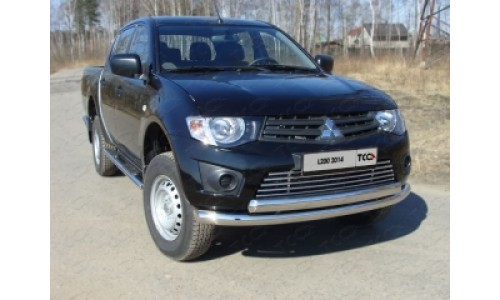 Защита передняя нижняя (двойная) 76_75мм код MITL20014-02 на Mitsubishi L200 (2006-2013) 