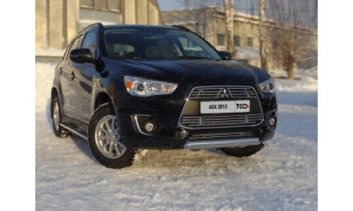 Защита передняя нижняя (овальная) 75х42 мм код MITSASX13-03 на Mitsubishi ASX (2013-2017) 