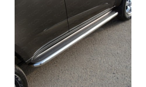 Пороги с площадкой (нерж. лист) 60,3 мм код CHEVTAH12-06 на Chevrolet Tahoe (2012-2015) 