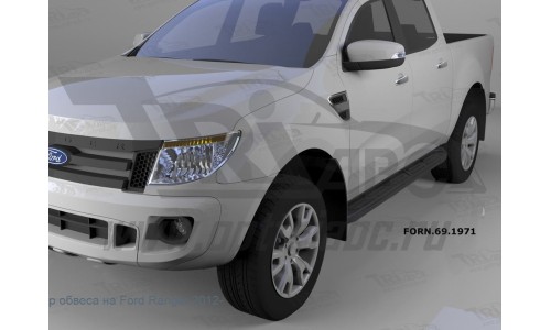 Пороги алюминиевые (Corund Black) Ford Ranger (2012-) 4 дв. на Ford Ranger T6 (2012-2016) 