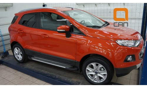 Пороги алюминиевые (Sapphire Silver) Ford EcoSport (2014-) на Ford Ecosport (2014-) 
