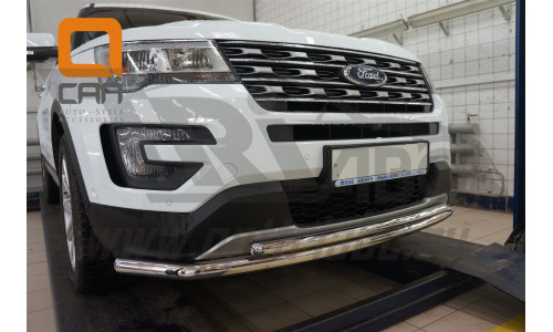 Защита переднего бампера Ford Explorer (2015-) (двойная) d60/42 на Ford Explorer (2016-) 